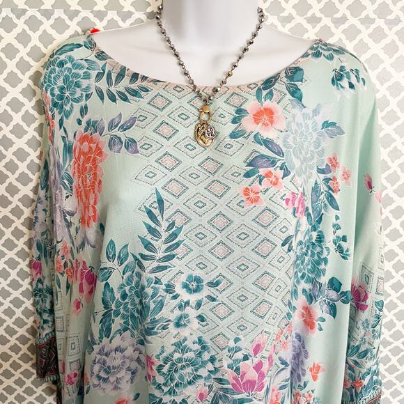 VINTAGE AMERICA Floral Side Tie Peasant Blouse, M - Picture 5 of 9